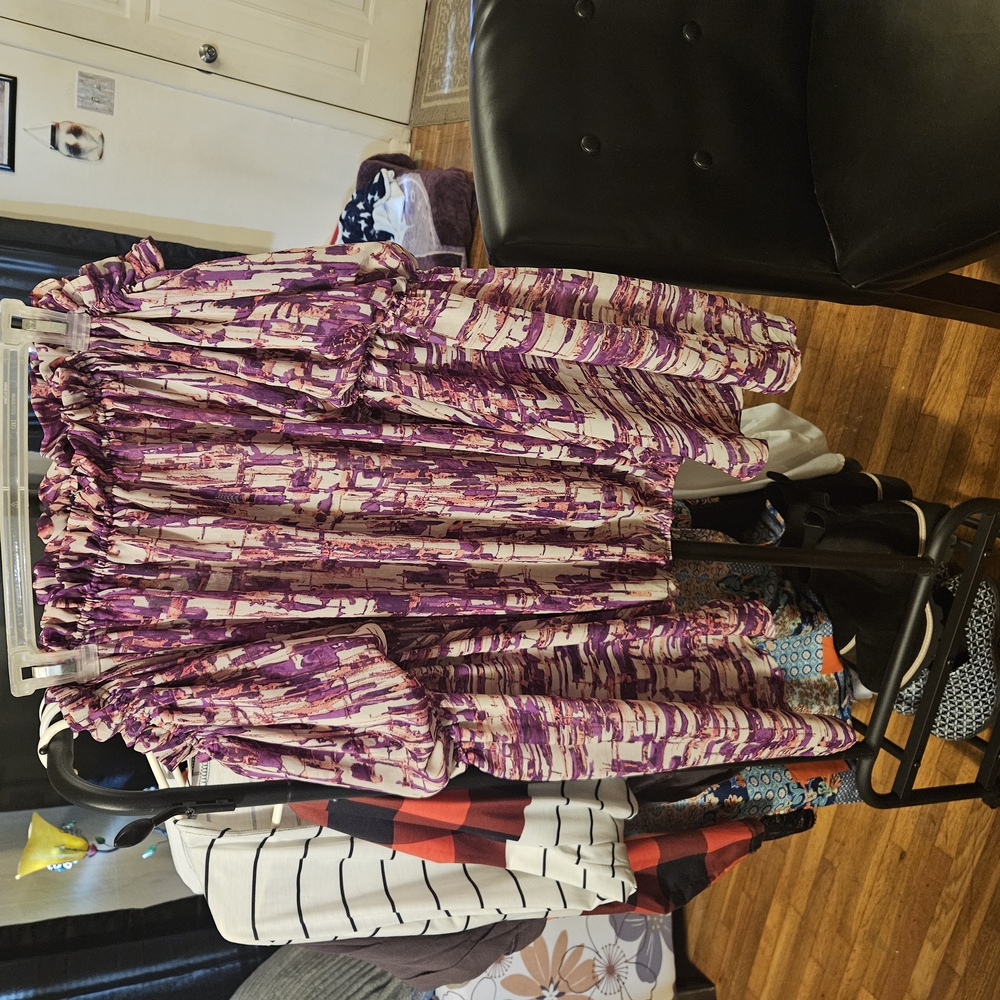Purple and White Patterned off The Shoulder Top